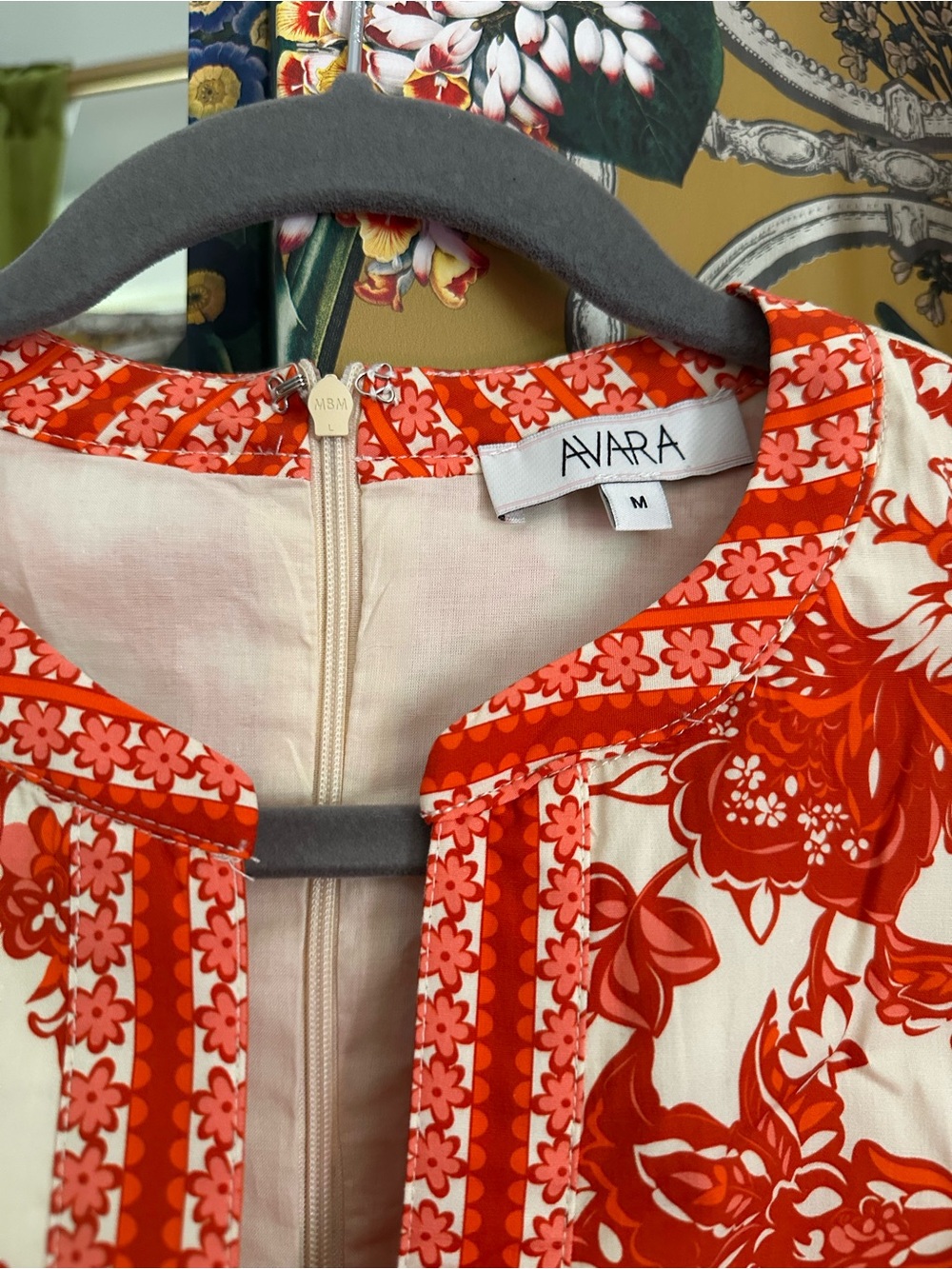 Women’s Orange Floral Long-Sleeve Mini Dress Avara - Picture 4 of 4